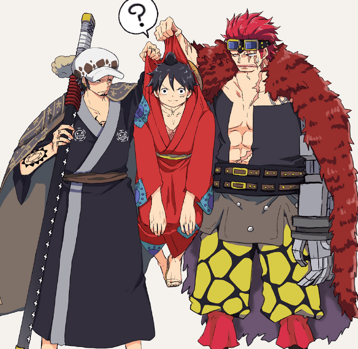 海贼王:超新星"王瘾组合"超有爱,罗和基德带路飞,组一家三口_原作