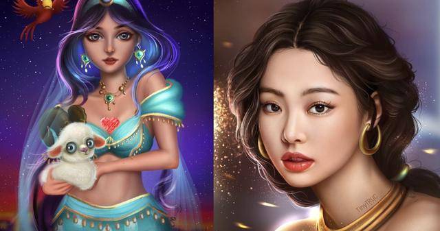 blackpink女团集体变装迪士尼公主,二次元的美让人惊叹_lisa_爱丽儿