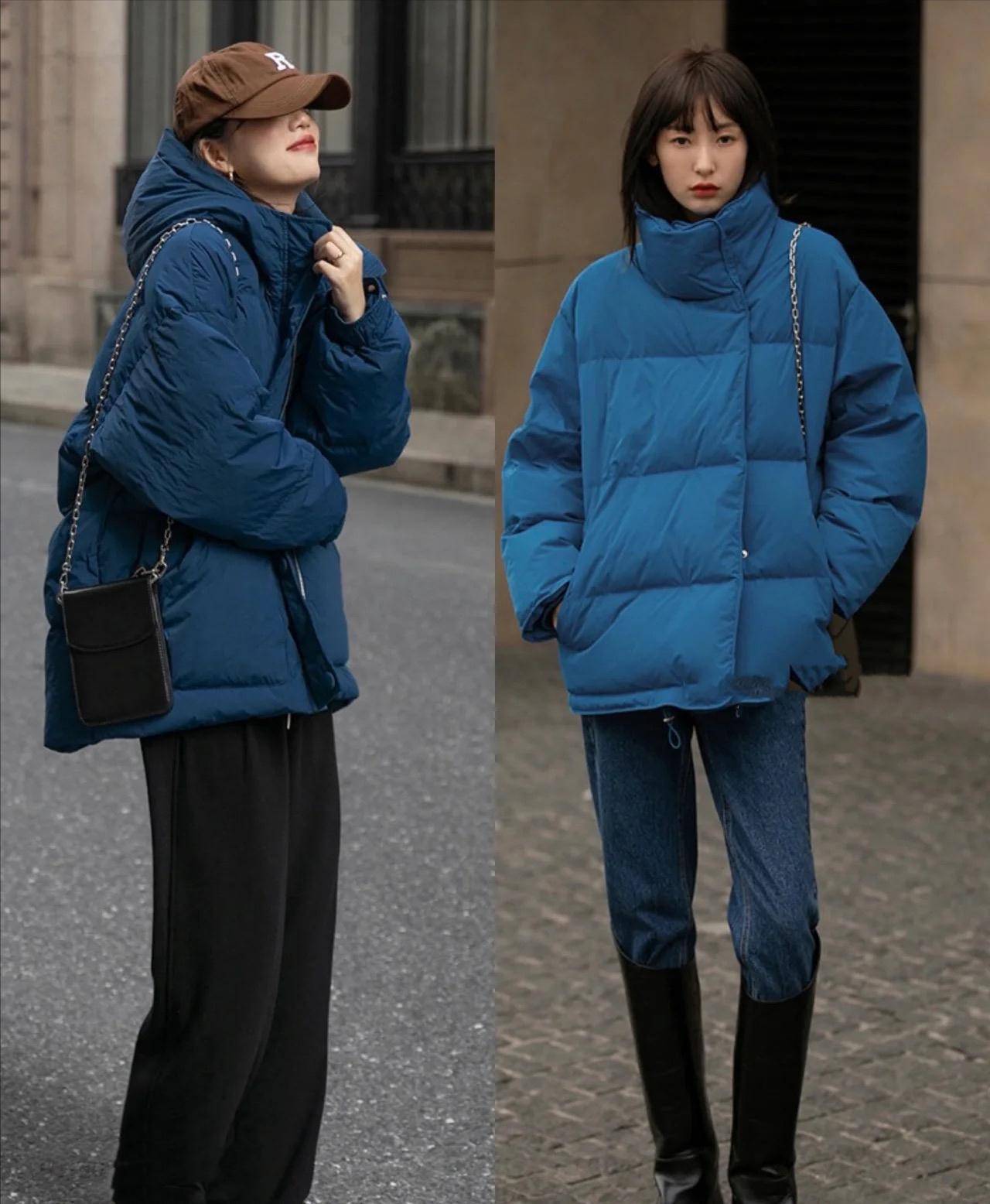 黑色羽绒服"不香了",今年流行"气质蓝",配裙子裤子都好看