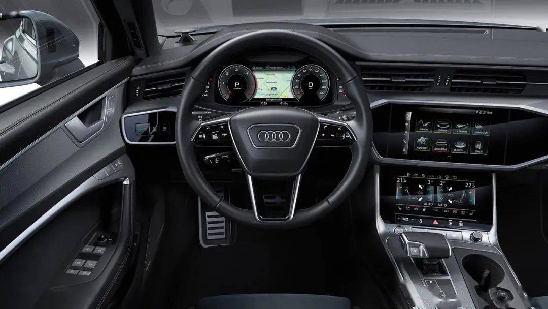 内饰部分,2023款奥迪a6 allroad标配:真皮方向盘带拨片,防炫目内后