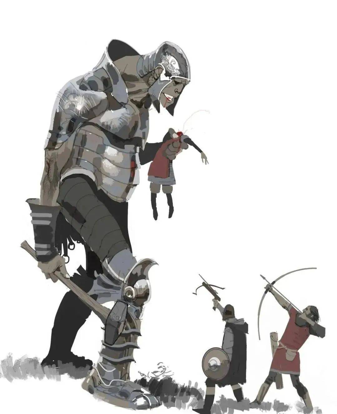 巨人们顺着藤蔓来到地上烧杀抢夺渺小的人类只能四处奔跑在很久很久