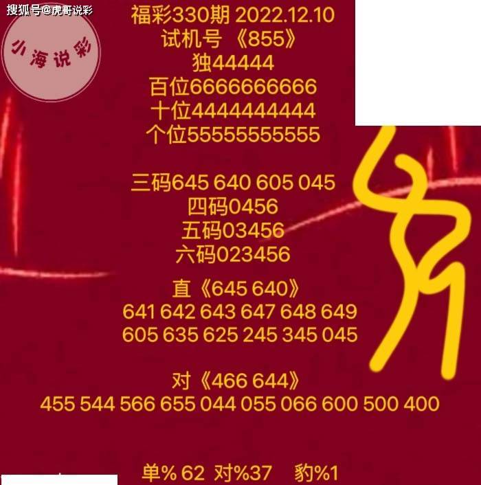 【小海说彩】3d330期图纸