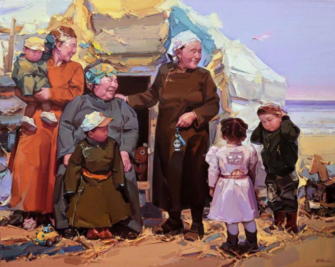 张可扬 《来自北京的礼物》 油画中国画车立光 《冬日欢歌》 中国画