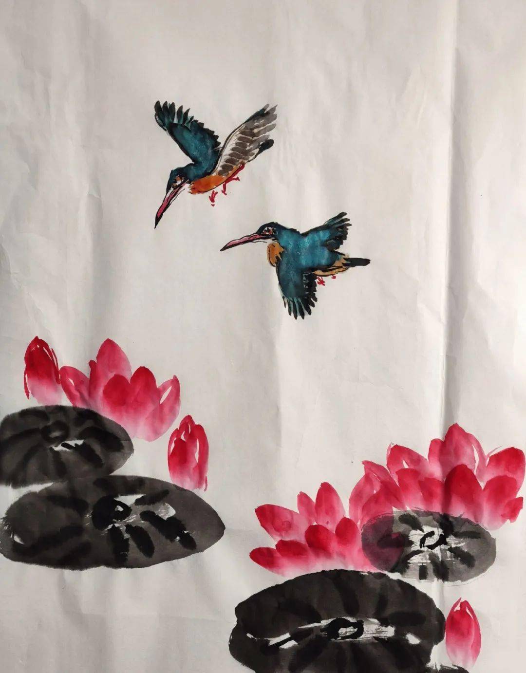 【国画教程】写意《佳侣图》_翠鸟_合作_整理