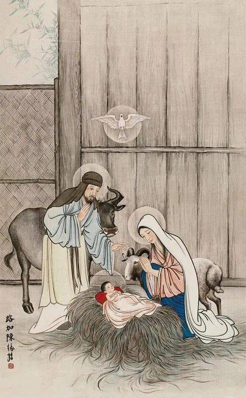 圣诞:中国画里的耶稣圣像,你见过吗_陆鸿年_陈缘督_人物