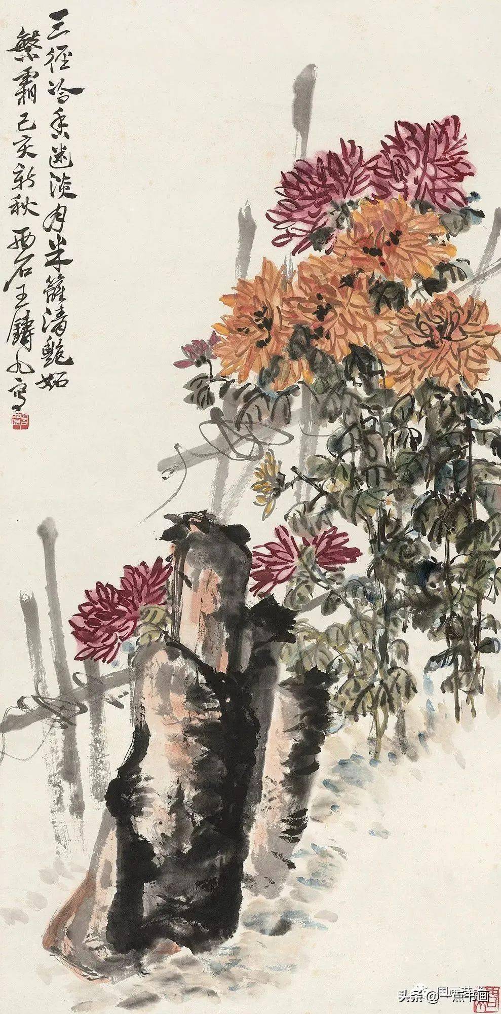 惟有黄花似故人,名家笔下《菊石图》辑录_吴昌硕_齐白石_高清