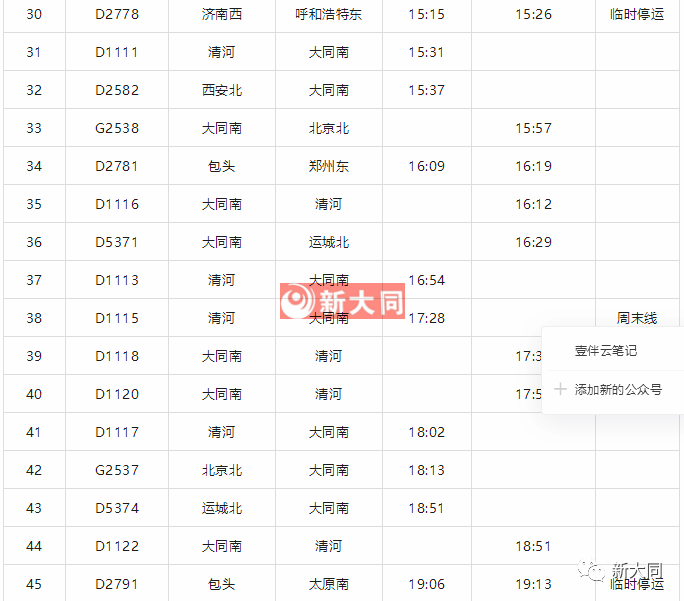 56趟列车开往北京 太原 西安！大同南站最新时刻表