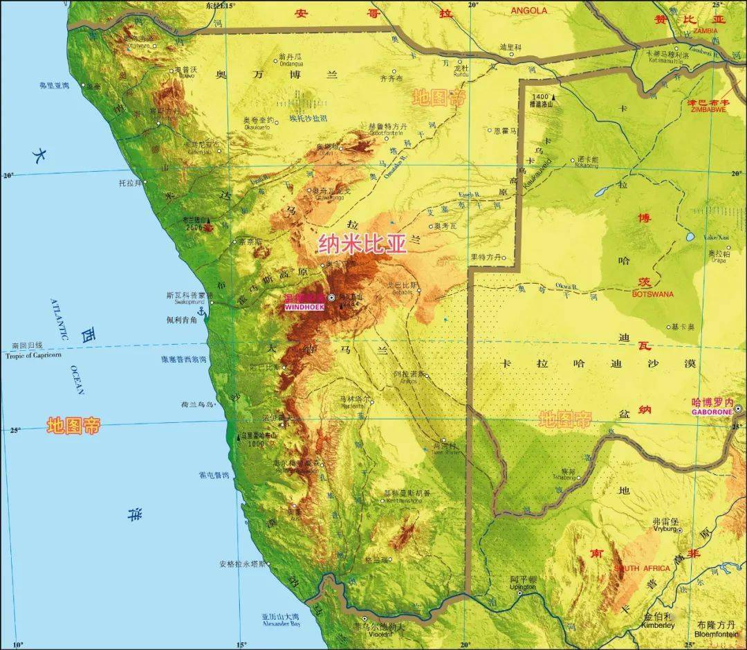 图-纳米比亚地形图-马达加斯加地形图-马拉维地形图-突尼斯地形【美洲