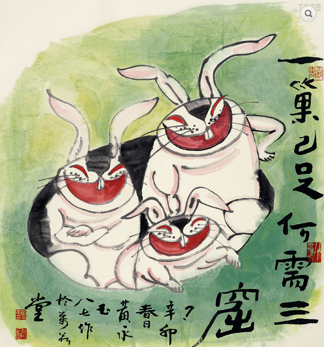 兔年吉祥|黄永玉笔下诙谐可爱的兔子_邮票_作品_木刻