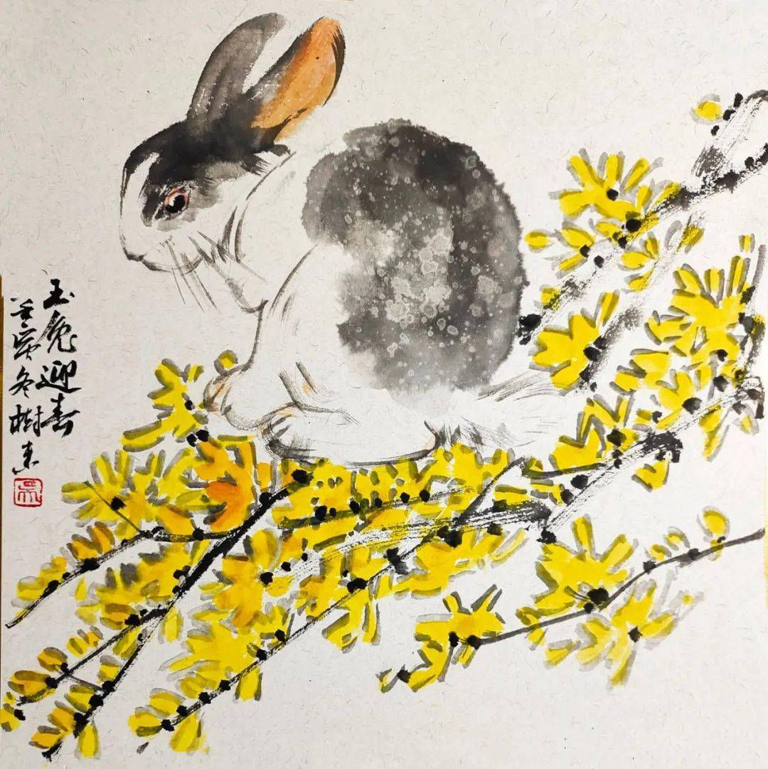【新春特辑】卯兔献瑞——唐山市画家兔主题绘画贺新春(下)_玉兔_祝福