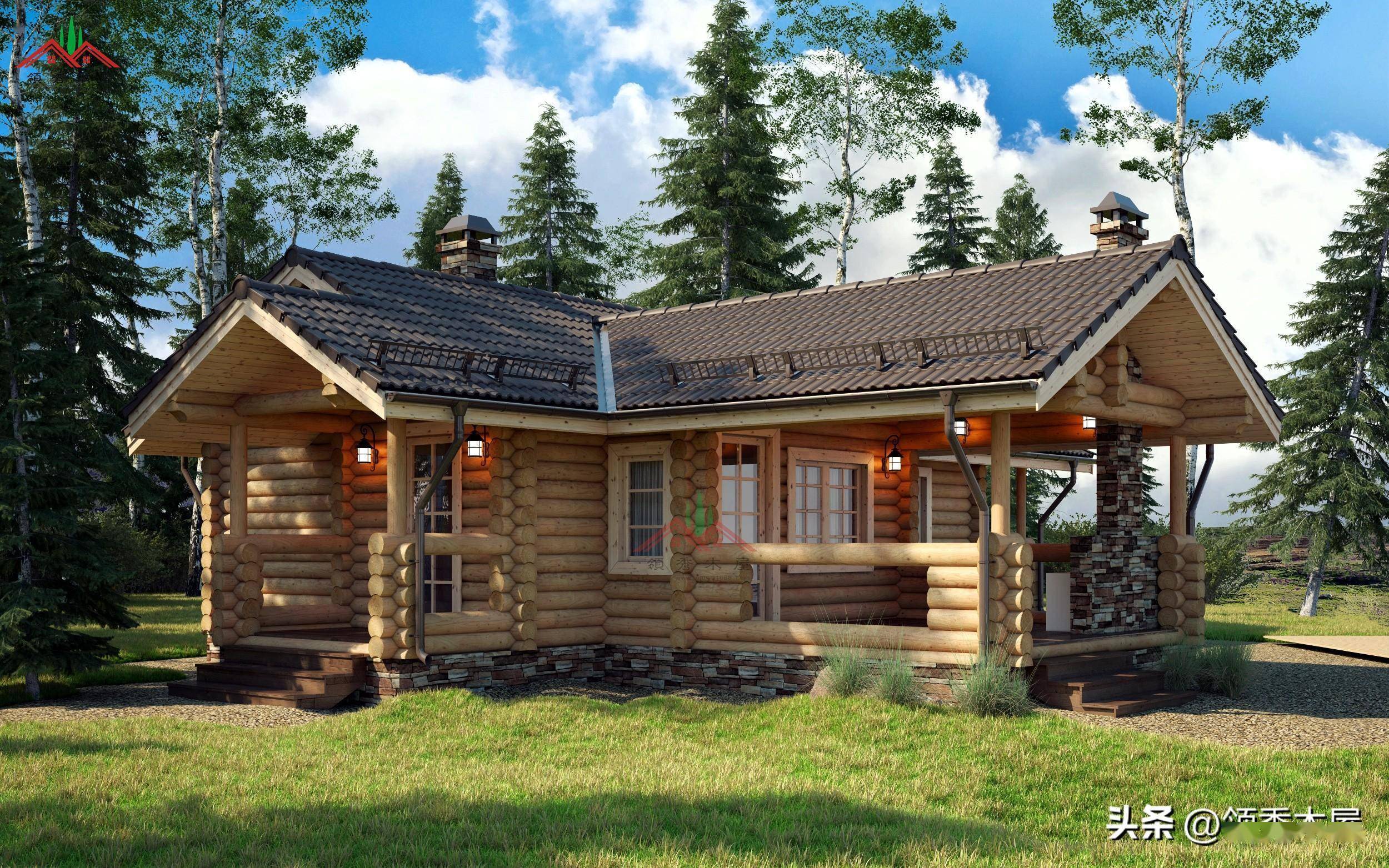 不装了,把这10款原木别墅效果图方案统统放出来2023好设计全新的_木屋