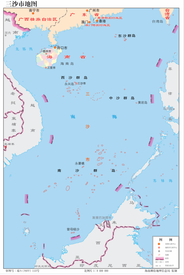 對於未標註任何中國及鄰國國名的地圖,南海諸島範圍內不注國名,島嶼