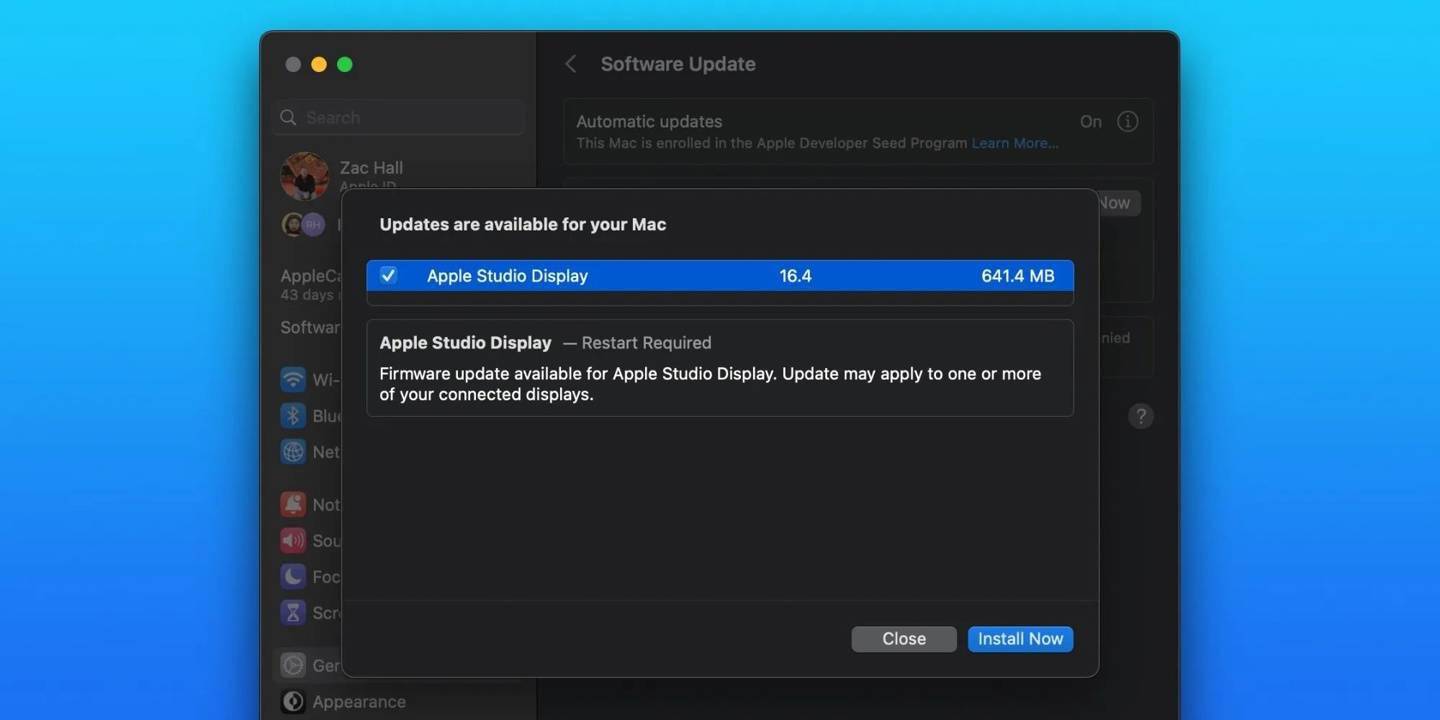 苹果为Studio Display发布16.4固件更新 但更新日志并未公布