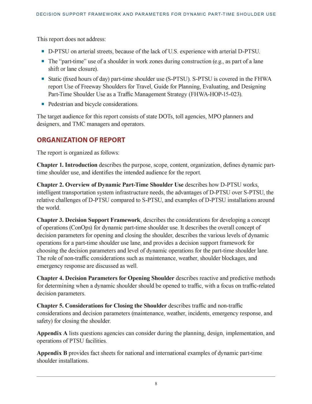 FHWA动态兼职路肩利用的决策撑持框架和参数：做为交通办理战略翻开高速公路路肩的考虑因素（英） （附下载）