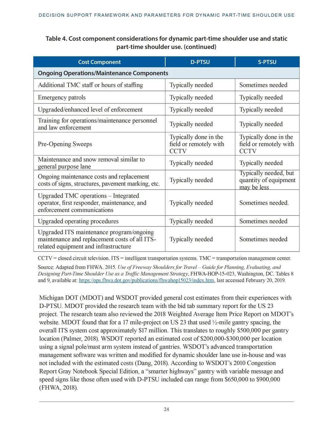 FHWA动态兼职路肩利用的决策撑持框架和参数：做为交通办理战略翻开高速公路路肩的考虑因素（英） （附下载）