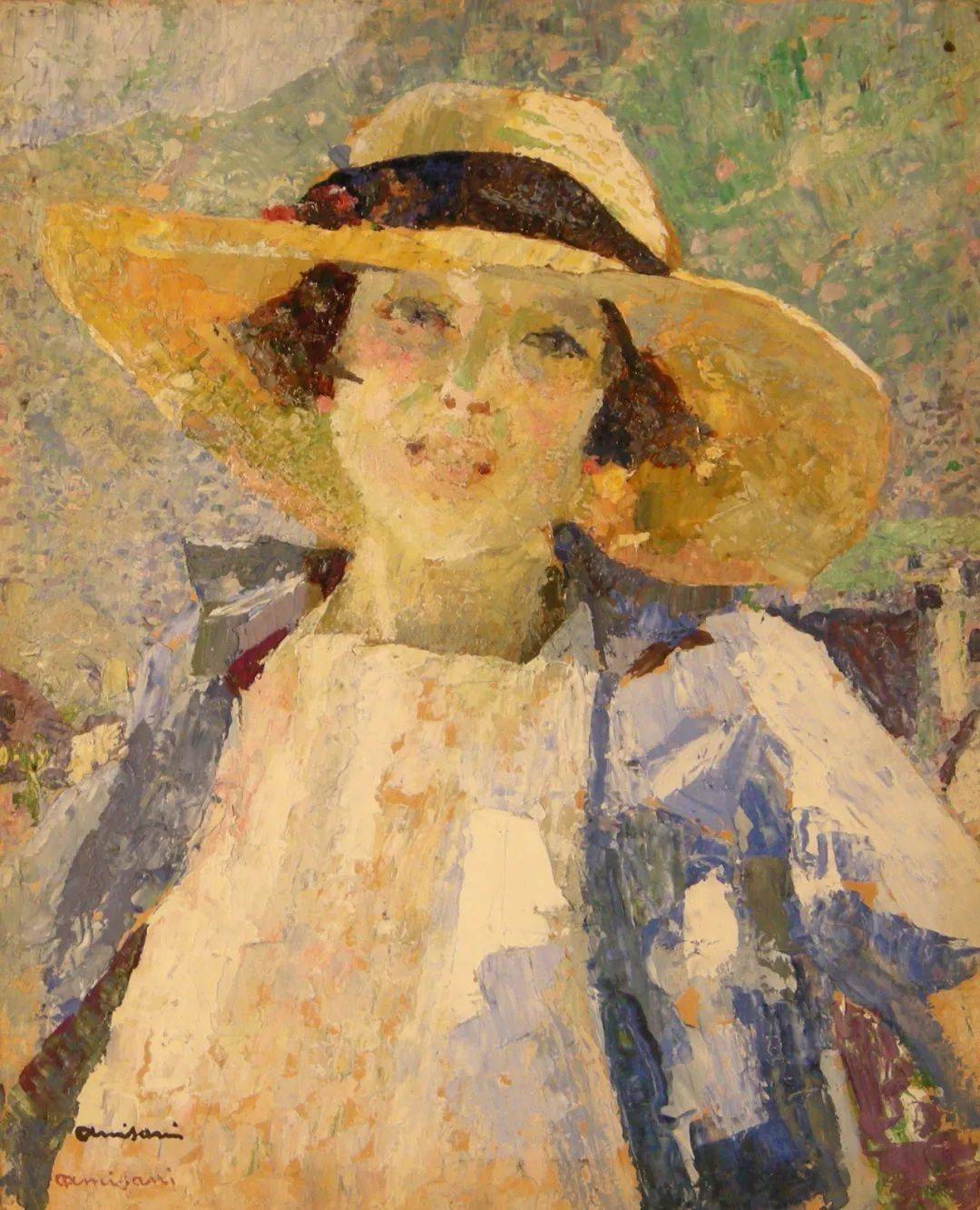 67意大利画家朱塞佩-阿米萨尼的女性油画,调色优雅.