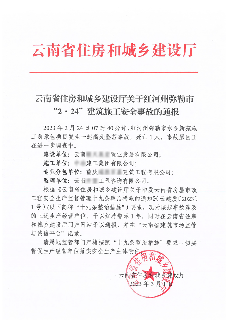 住建厅通报！2日内2起工地高坠事故致2人死亡！_手机搜狐网