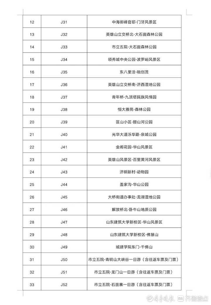 济南推出33条踏春玩耍公交定造专线，满20人即可开通