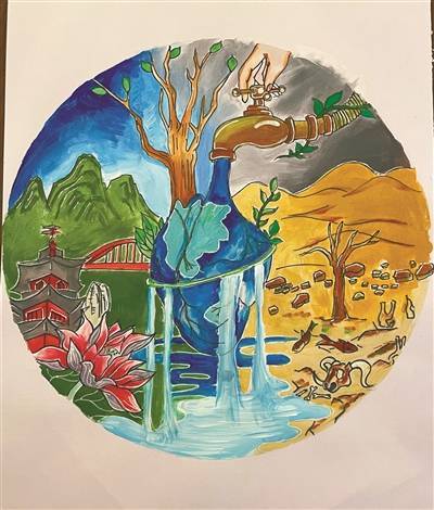 井盖变画布 手绘"生态梦"_作品_创意_宁波