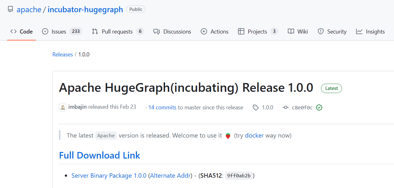 百度自研国内首个开源图数据库：Apache HugeGraph 1.0.0 发布