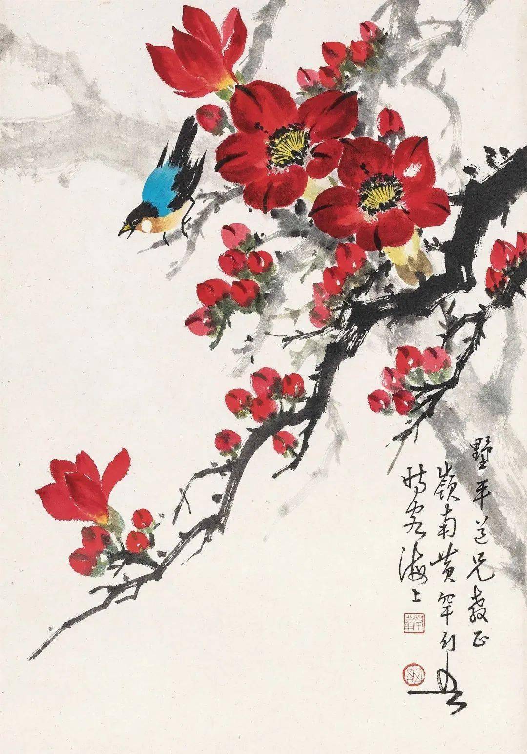 国画名家笔下的木棉花_陈树人_红棉_岭南