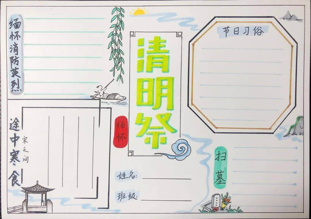 送给小学生的清明节手抄报!快为孩子收藏!_介子_晋文公_大柳树