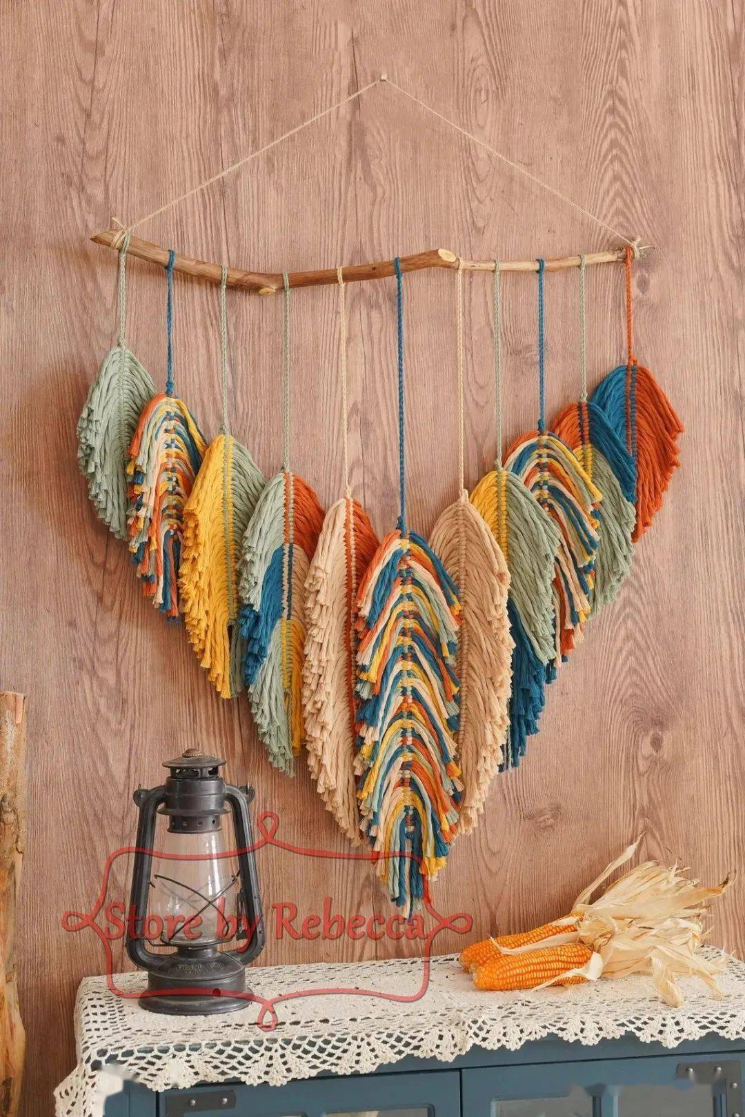 剩余的棉绳做成了叶子,挂起来却美爆了!(附教程)_基础_照片_视频