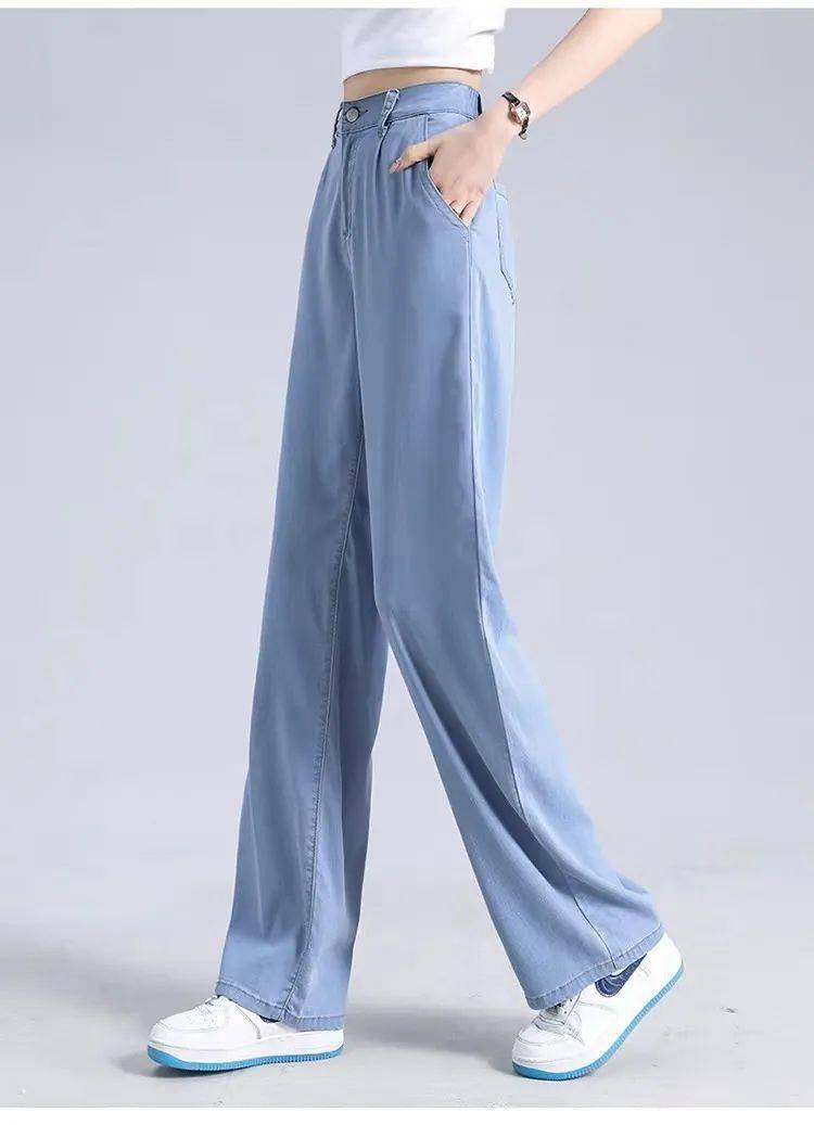 今年流行"天丝牛仔拖地裤",比裙子还要凉快,怎么穿搭都好看!