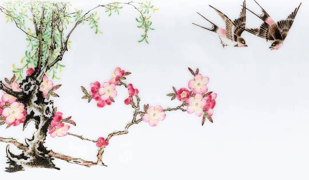 清乾隆 御制珐琅彩杏林春燕图碗