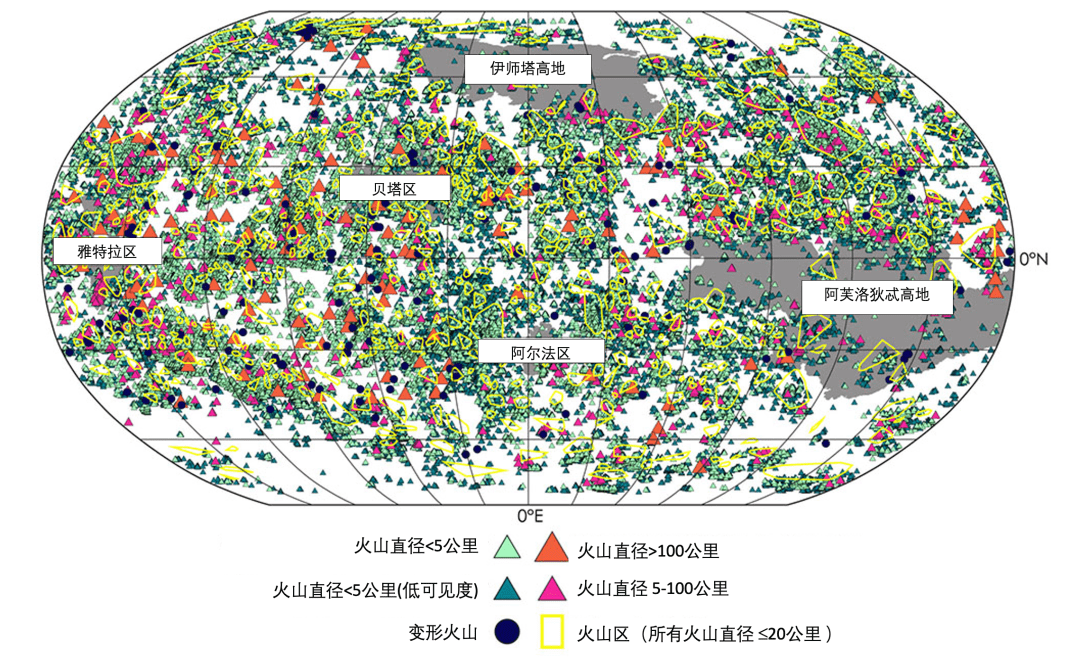 金星上85000座火山分布图