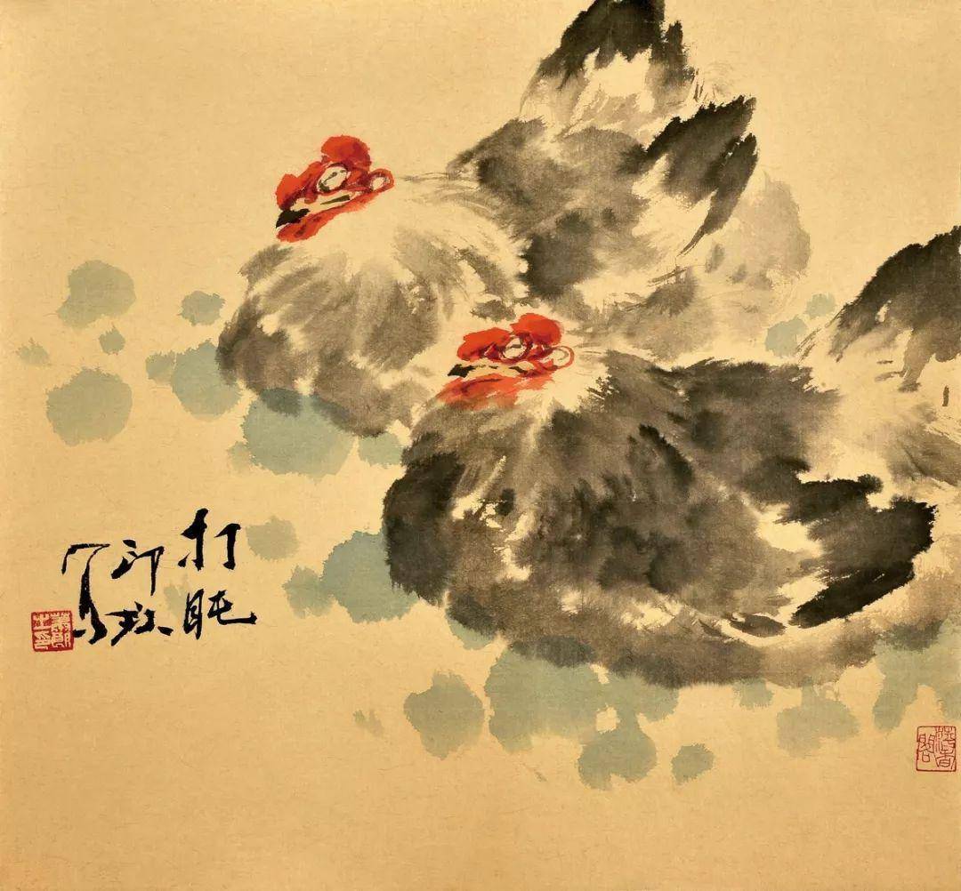 画家萧朗画鸡图片