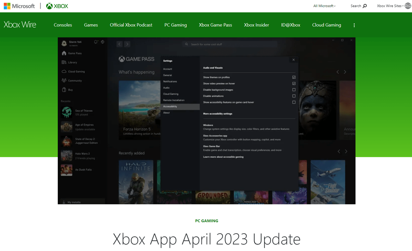 微软Xbox应用PC版4月更新(2304.1001.15.0)发布 新增所有PC游戏的辅助功能过滤器