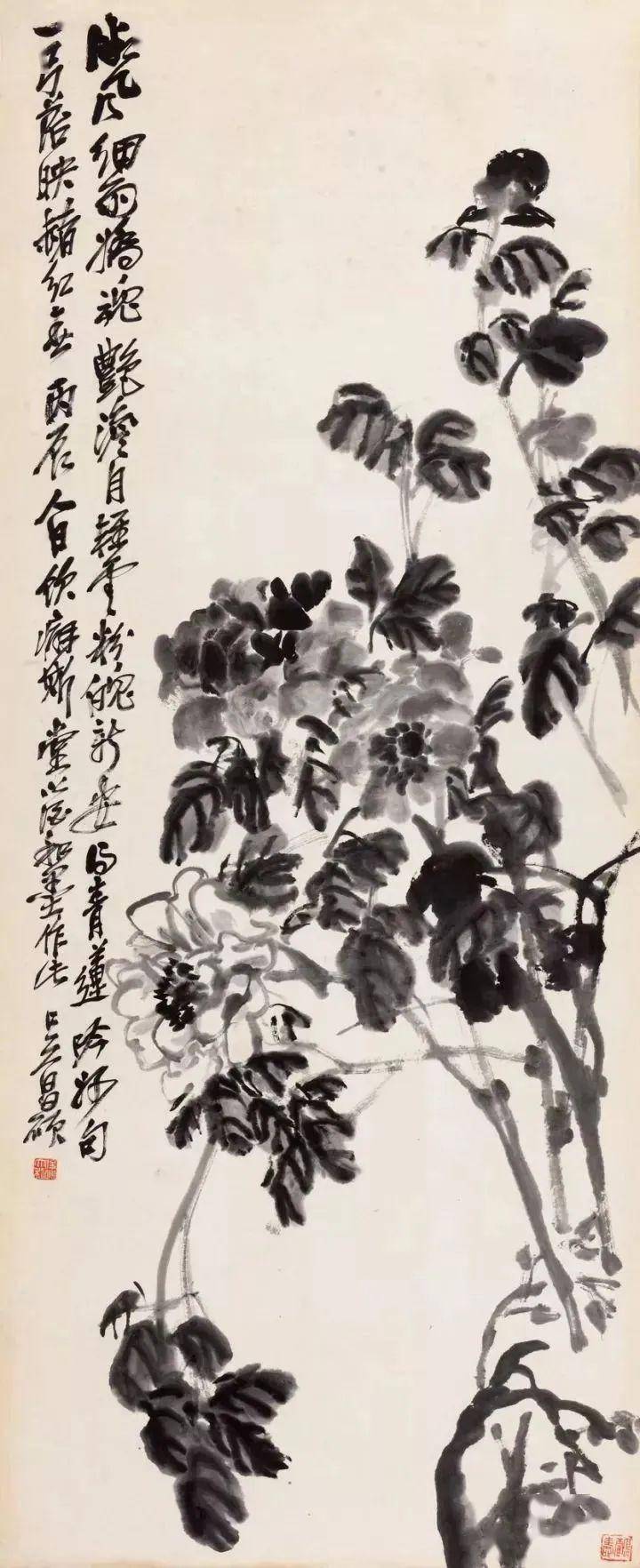 吴昌硕笔下的牡丹,怒放!_赵之谦_影响_篆刻