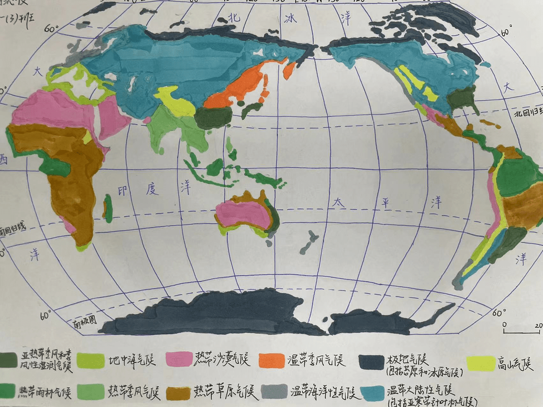 手绘亚洲地图作业图片