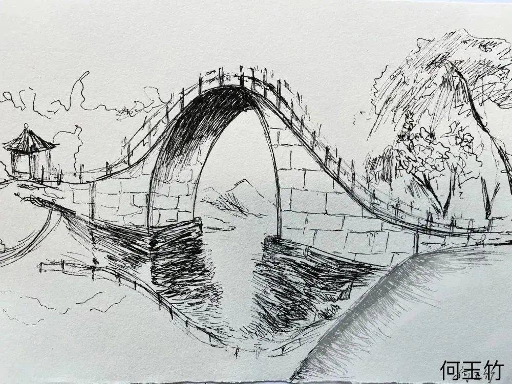 建水十七孔桥的简笔画图片