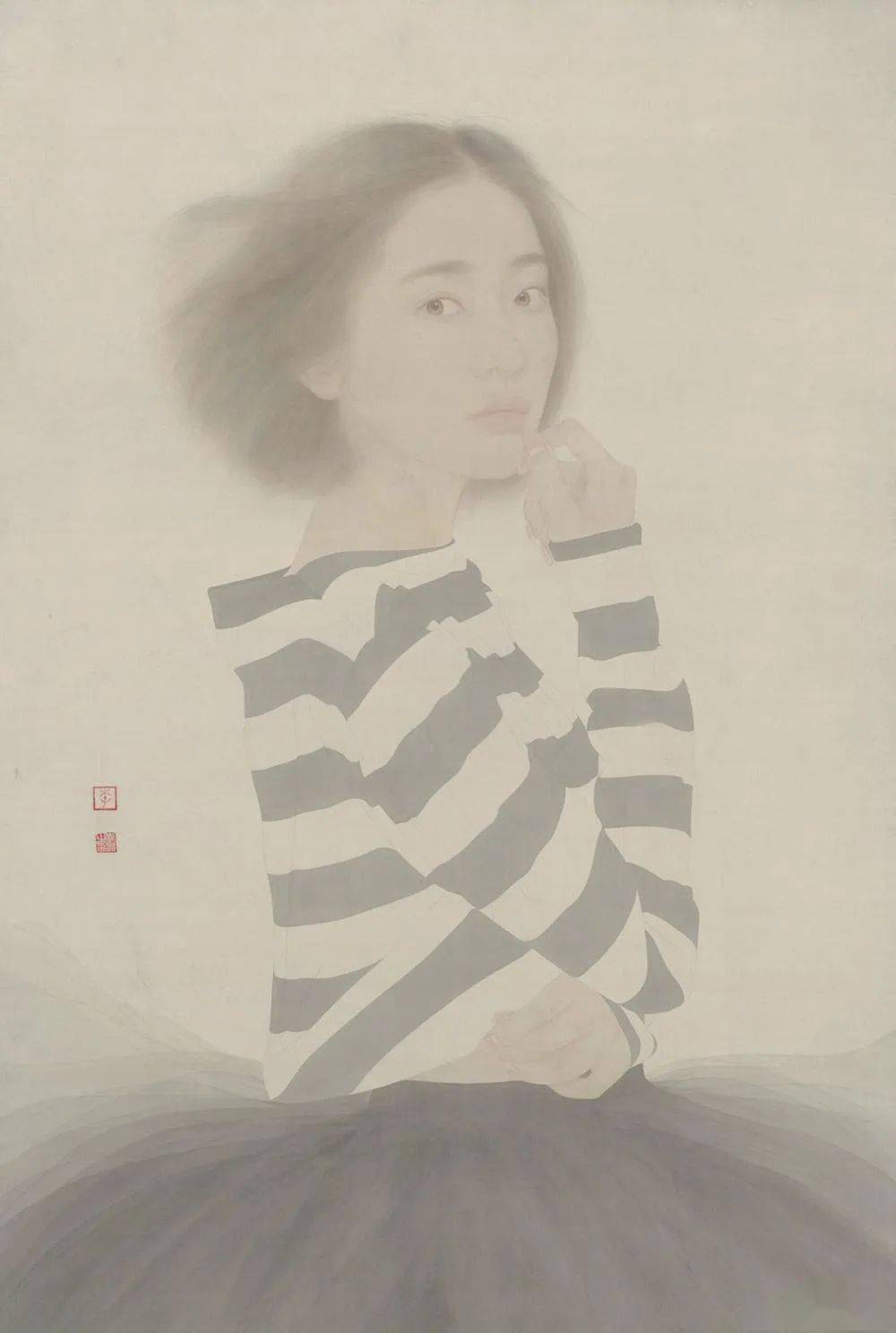 李晶当代新工笔人物画_cm_绢本_笔法