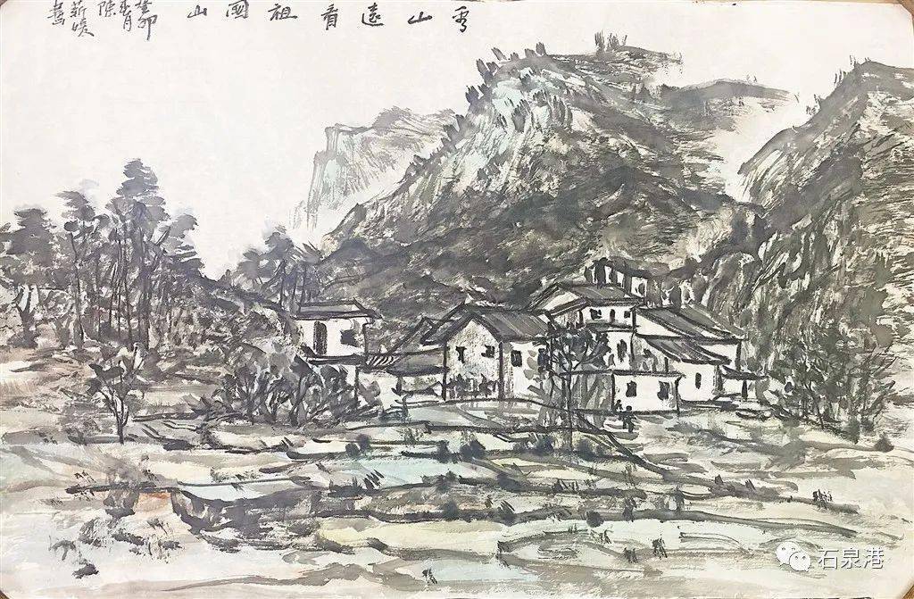 来品品丨书画家笔下的中坝!_石泉_ta_合作