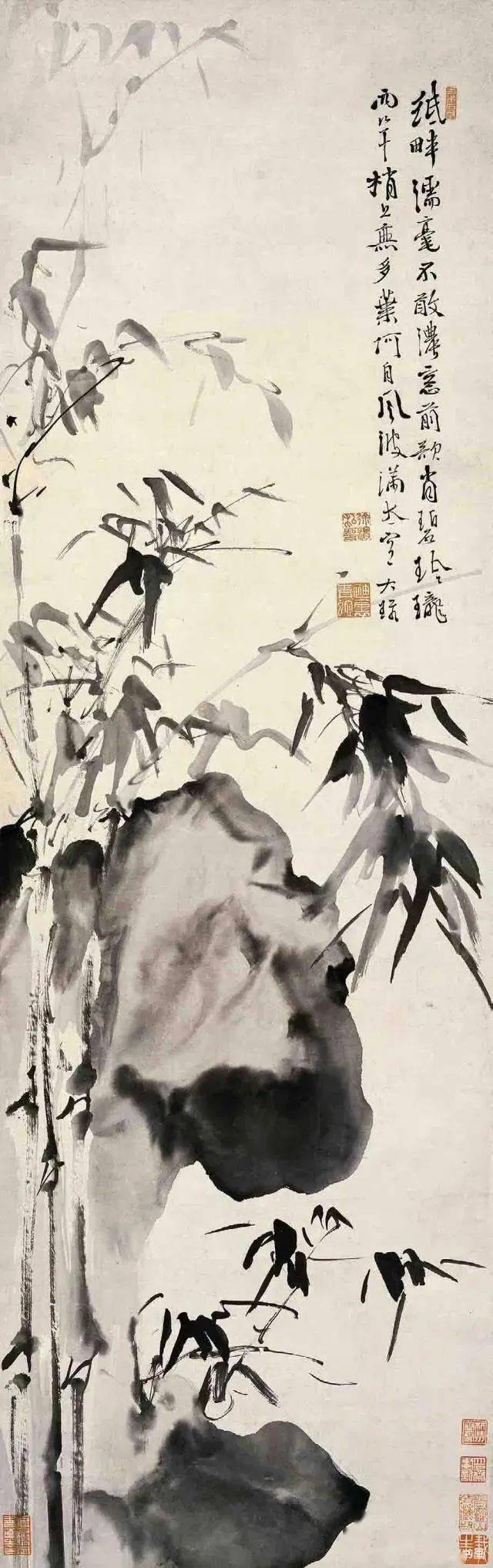 徐渭写竹，狂放不羁，墨气淋漓_水仙_竹子_竹卷