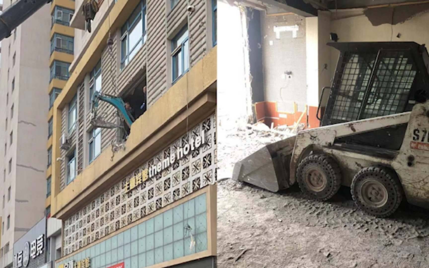 哈尔滨一居民楼承重墙被砸，数百业主紧急疏散，楼内仍有人居住_新浪新闻