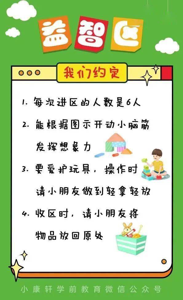 幼儿园活动区规则 提示图,可打印!