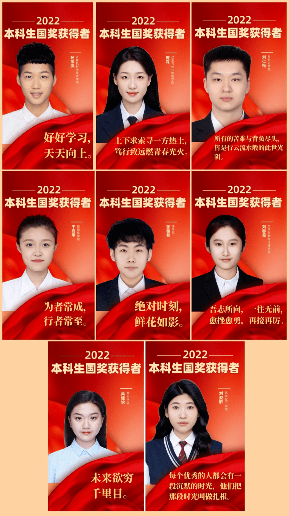 我校共有44名本科生获得本科生国家奖学金2021-2022年度他们就是国家