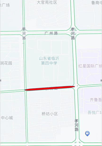 临沂四中考点封闭孝河路与长沙路交会处以东至柳青河桥路段.