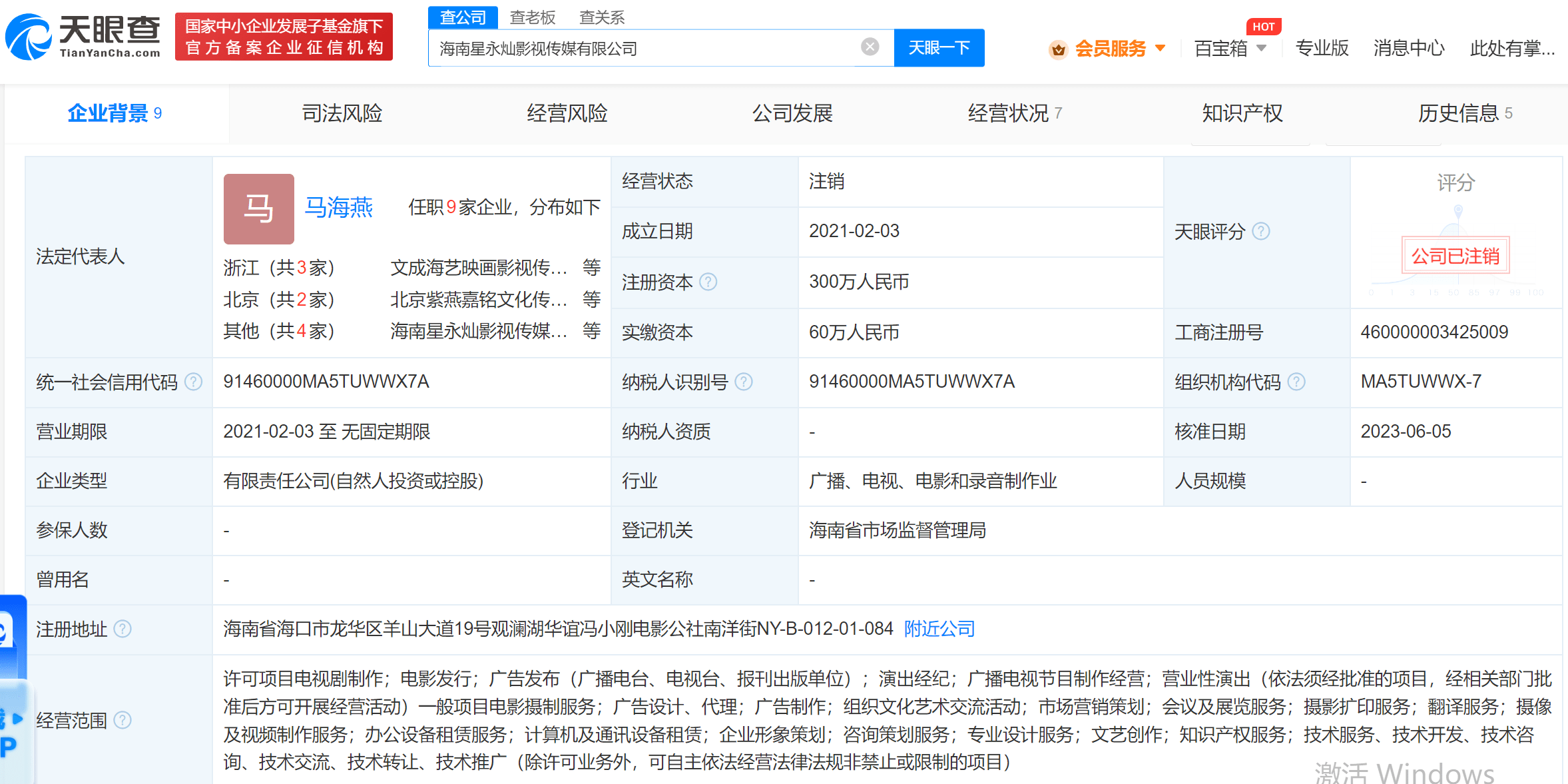 楊紫母親持股一影視公司註銷_馬海燕_永燦_顯示