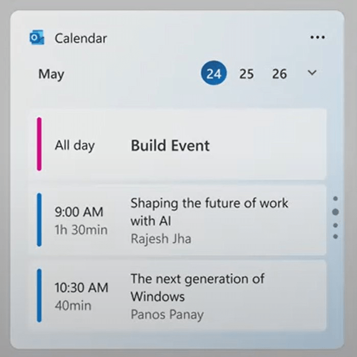 微软通过“日历”小组件进一步暗示里面包含多个提醒事项