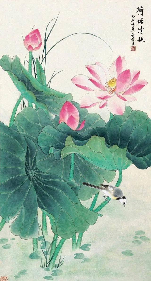她的工笔荷花,清秀怡人_国画_花鸟画家_北京