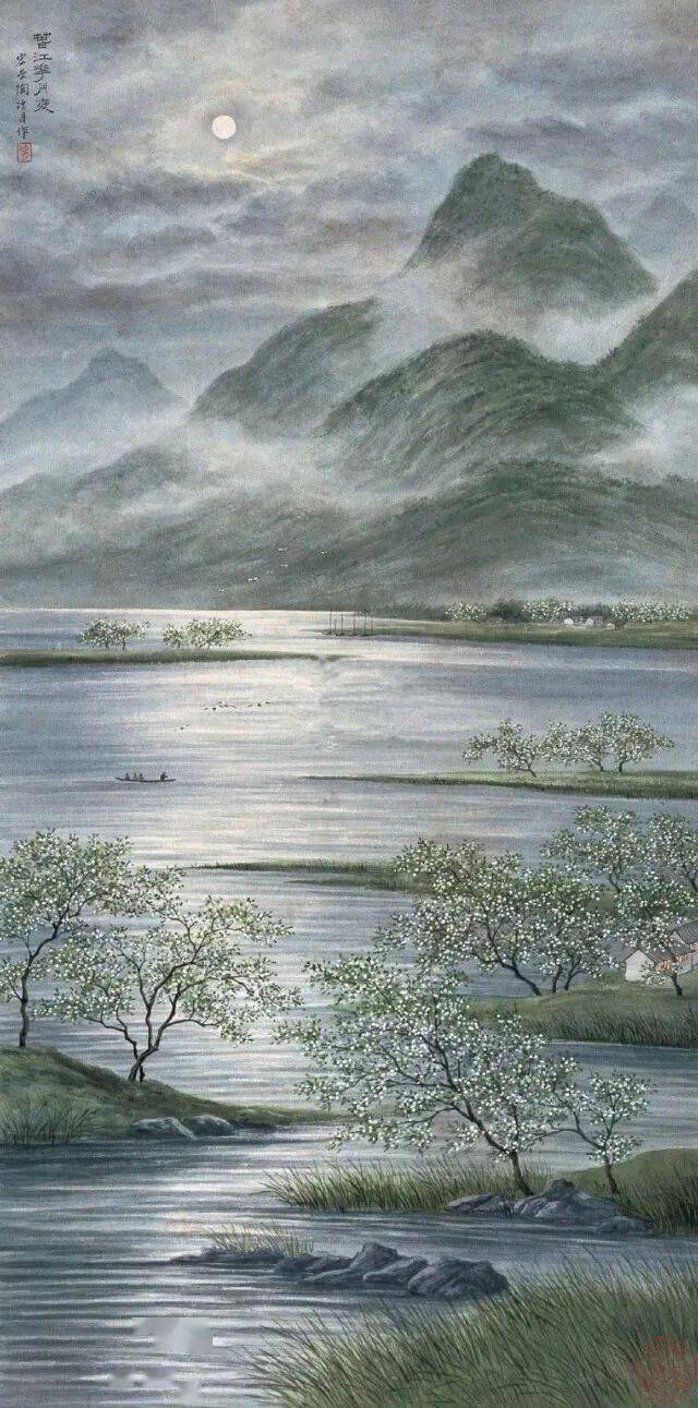 冷月_国画_山水