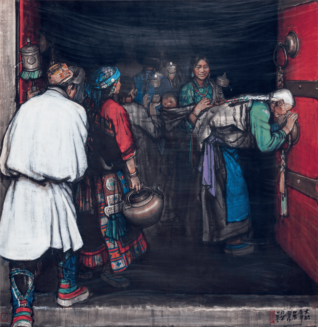 史国良 大昭寺早晨 中国画 140cm×130cm 北京唐秀玲 家园 中国画 240