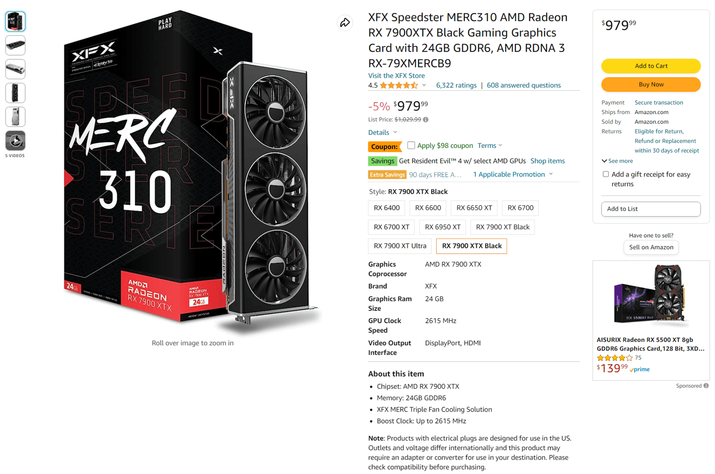 7900 XT 降至 719 美元 ，AMD Radeon RX 7900 XTX显卡跌破900美元