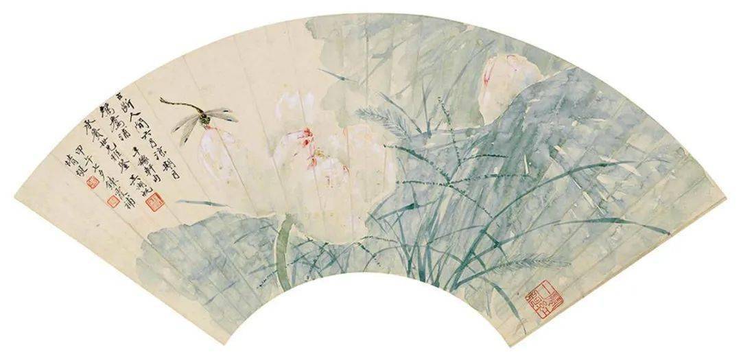 没骨荷花扇面,美醉了_吴湖帆_上海_图片