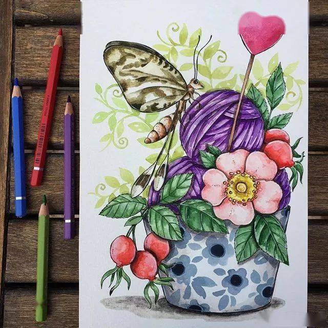 彩铅与水彩的碰撞,彩铅手绘插画,彩铅手绘小清新插画图片_视频_教程
